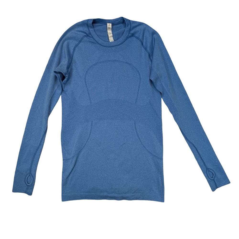 Lululemon Women‎ Swiftly Tech Long Sleeve Blue Heathered Seamless Running Top 8